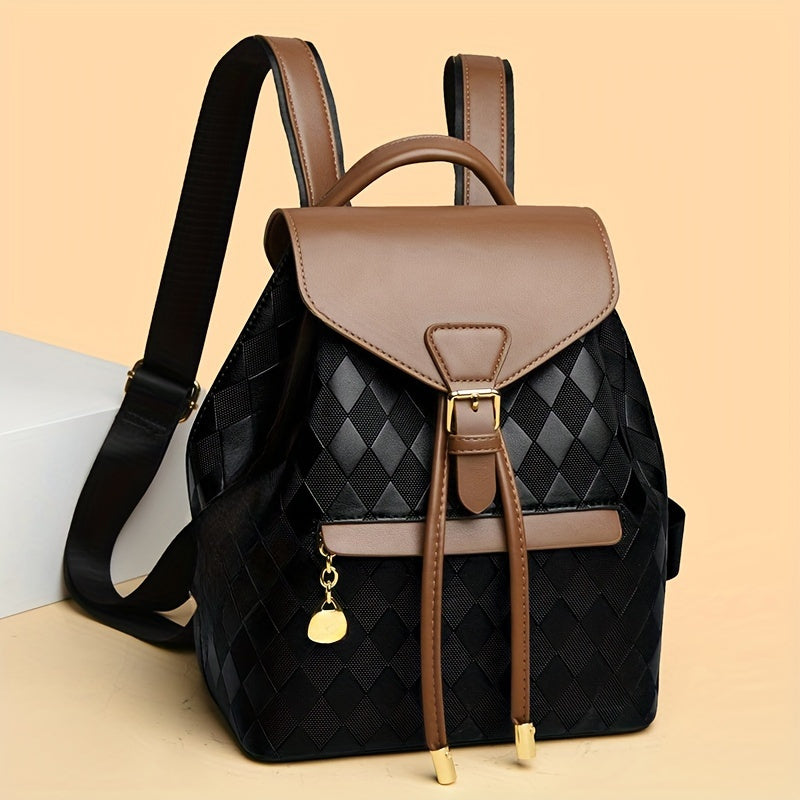 Vintage Chic Drawstring Knapsack Backpack - Hiking Daypacks for Women with Retro Preppy Style, College School Travel Commute Bag, Fashionable Water-Resistant Fabric, Multiple Compartments, and Adjustable Straps